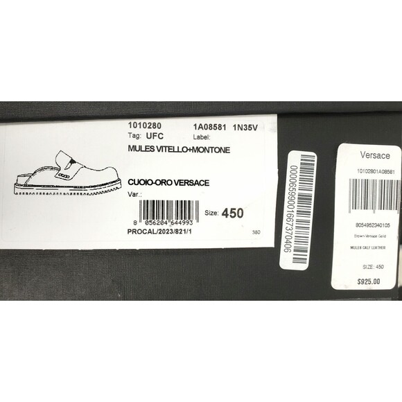 Versace Men\'s Medusa Shearling Lined Leather Mules Loafers Shoes Size 45 / US 12
